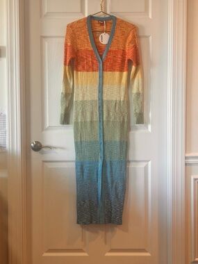 NWT STAUD Shoko Rainbow Midi Sweater Dress